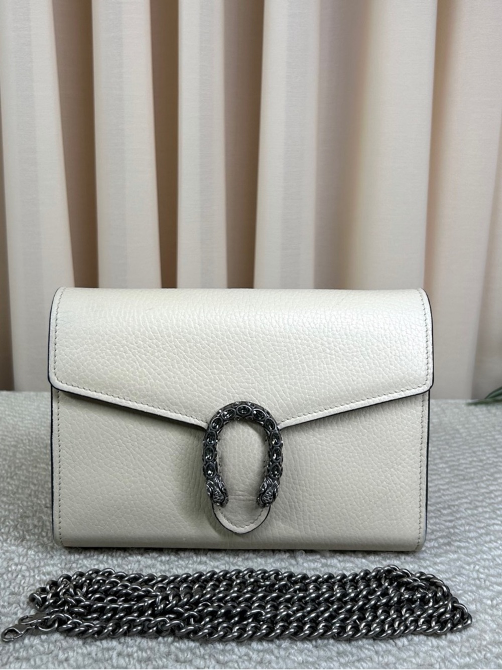 Gucci Dionysus Classic White Leather Shoulder Bag with Chain